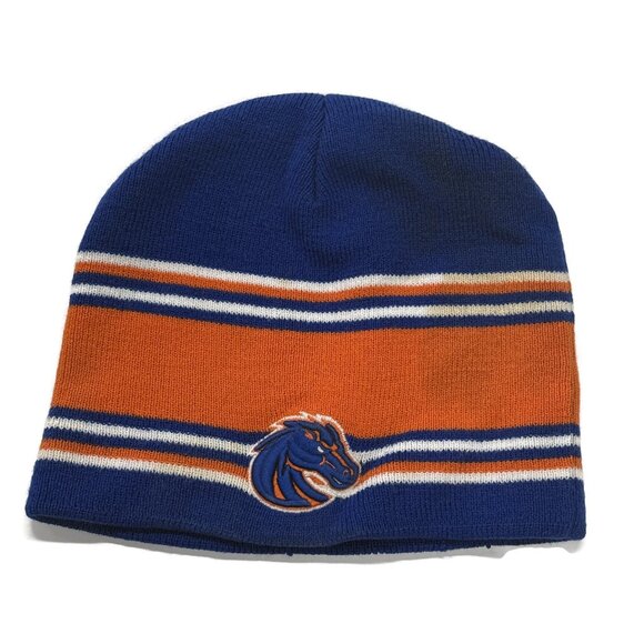 Boise State Beanie Acrylic Blue Toque Orange Striped Winter Hat - Picture 1 of 3